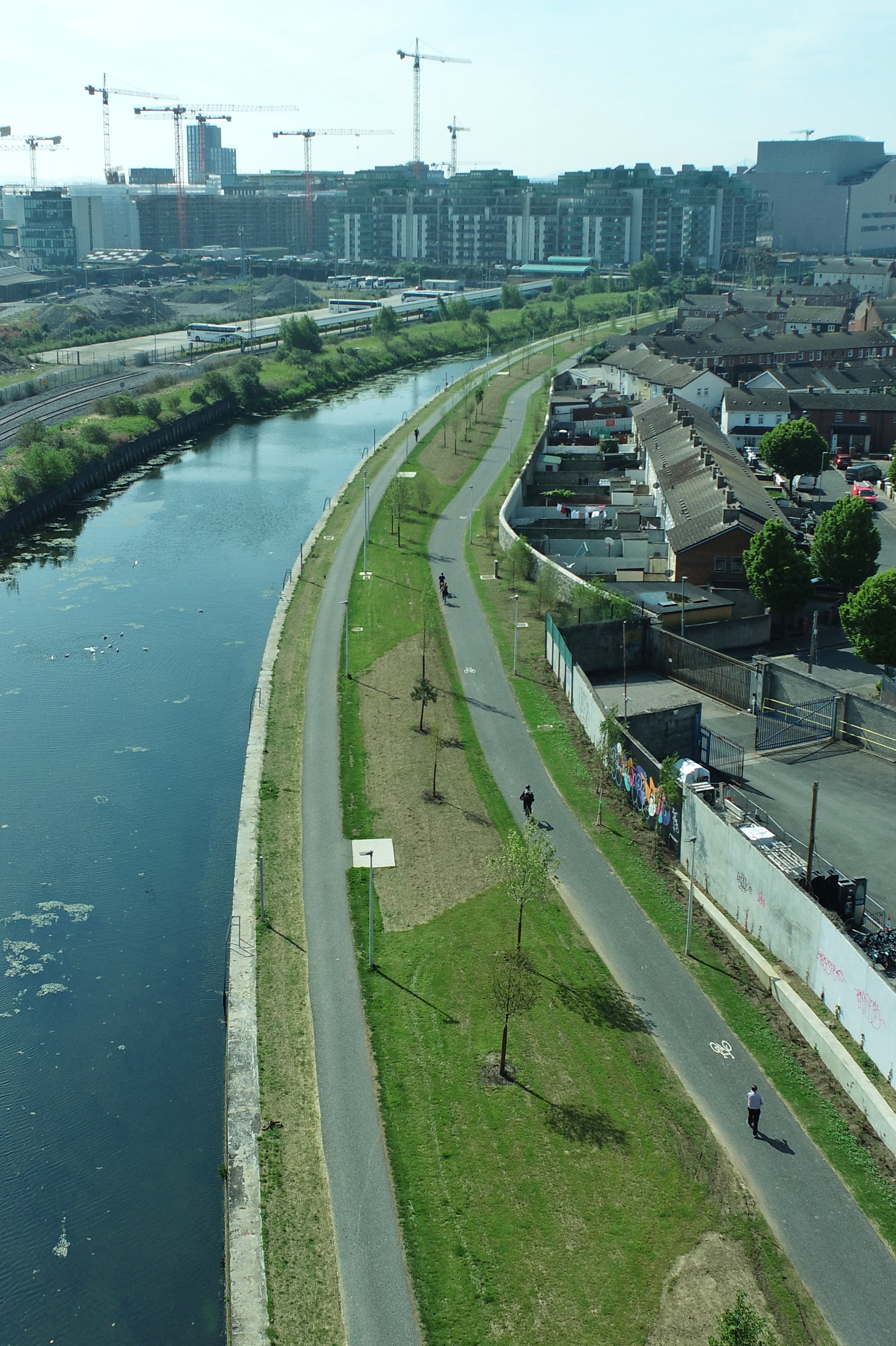 Aerial view of Royal Canal premium cycle lane