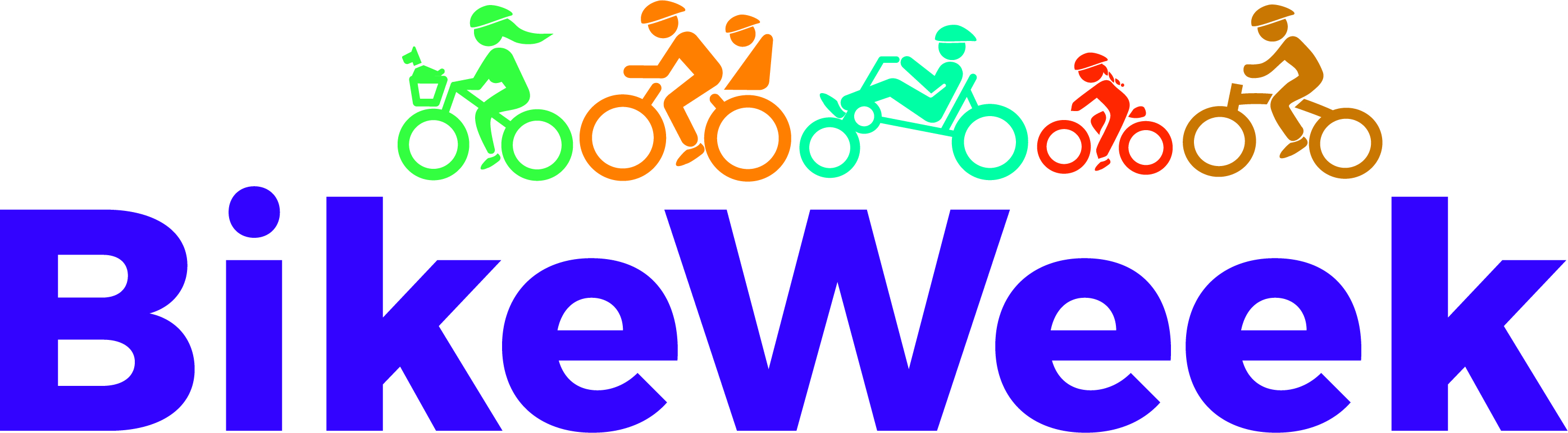 This image shows the Bike Week logo, which is made up of a range of diverse bikes.