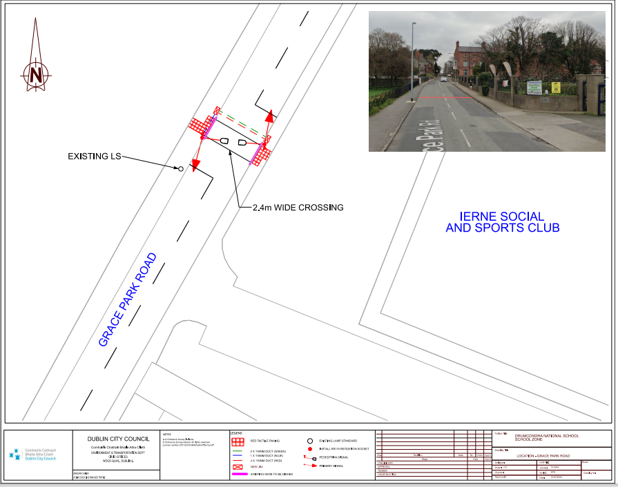 This image shows the design for a pedestrian crossing on Gracepark Road