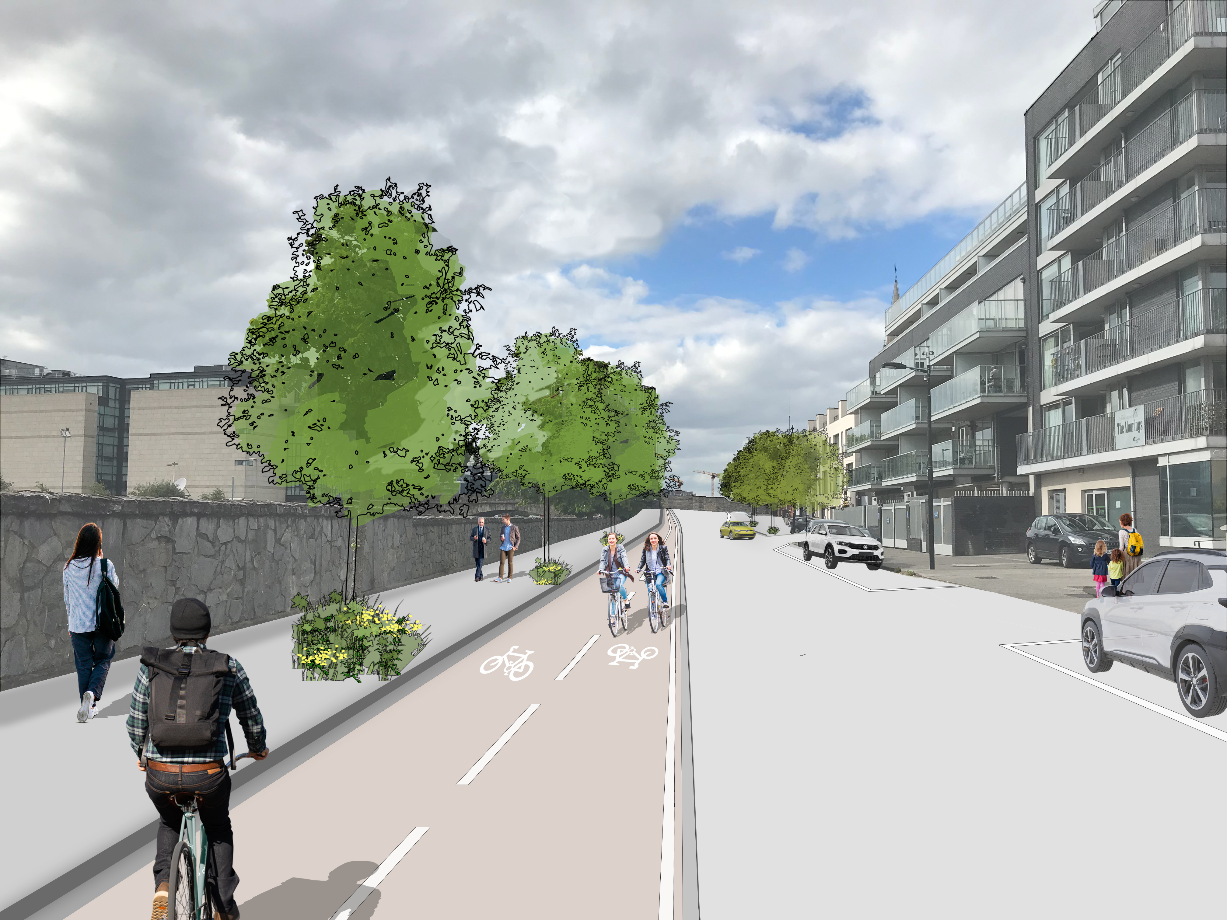Proposed new cycle lane on Fitzwilliam Quay