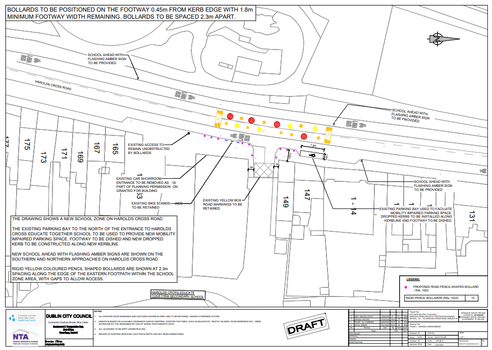 This image shows the draft design for the School Zone at Harold's Cross Educate Together Schools