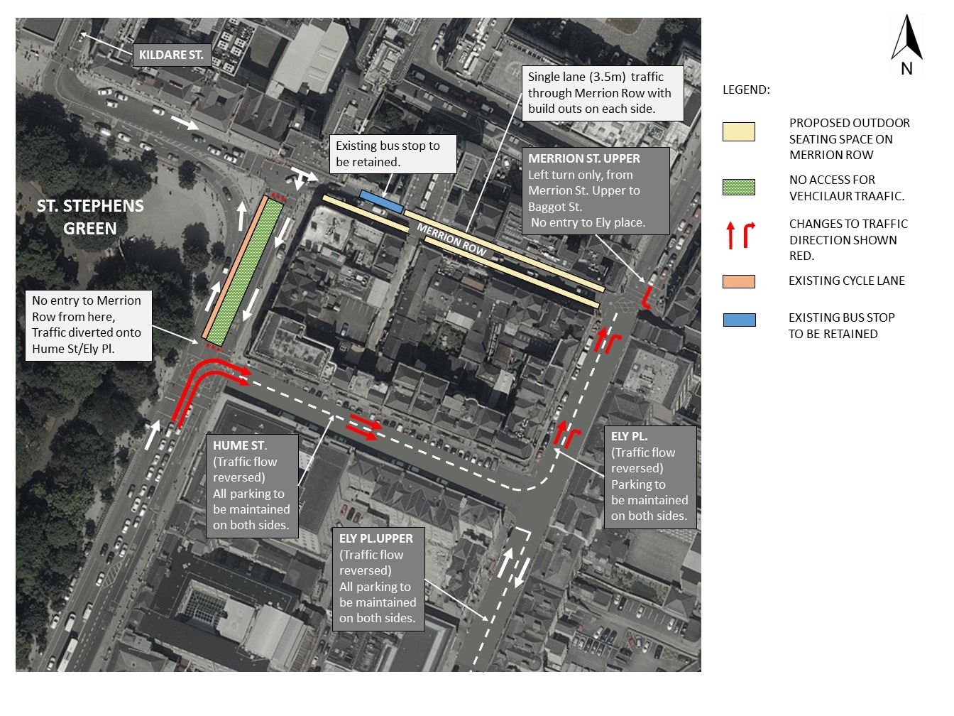 Photo showing the proposed changes around Merrion Row